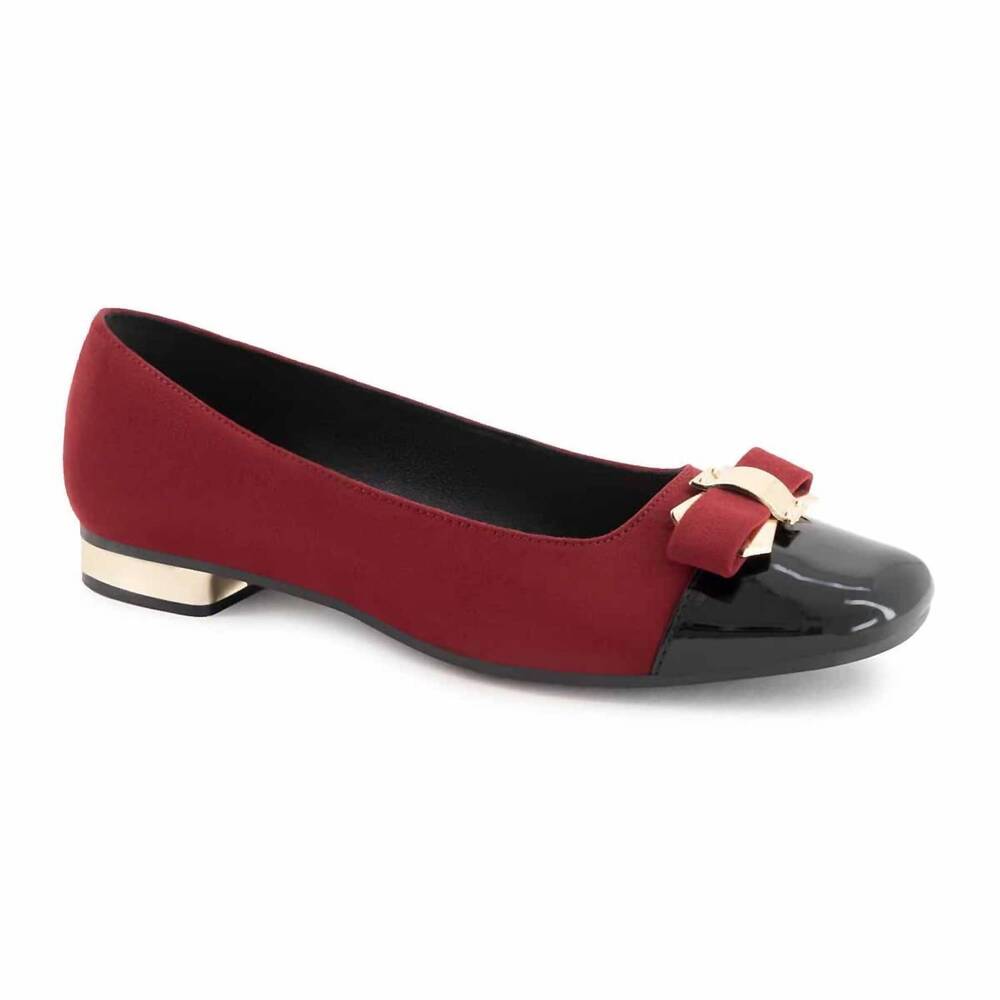 NEW ANDREA women's low block flats in burgundy
